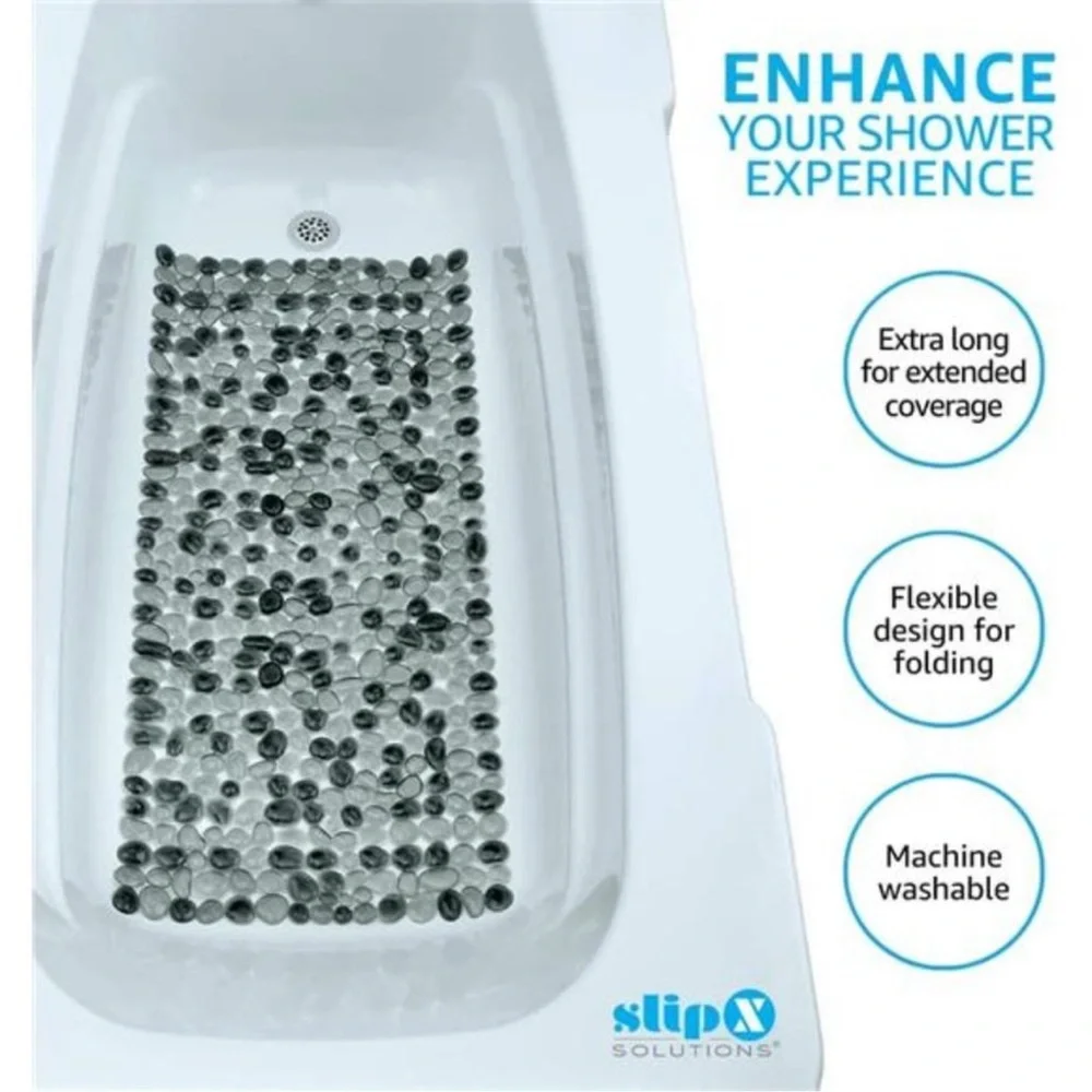 SlipX Solutions Extra Long Deep Foot Massager Bath Tub & Shower Mat 38x17